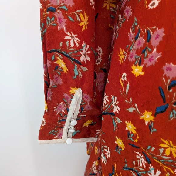 Free People Red Floral Wrap Dress Boho Romantic Cottagecore NWT Size 8 Midi - Picture 12 of 15